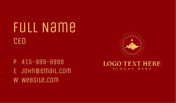 Golden Chinese Cloud Business Card Design Image Preview