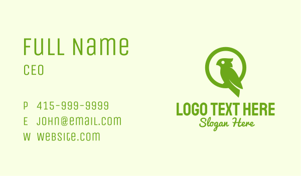 Green Cockatoo Bird  Business Card Design Image Preview
