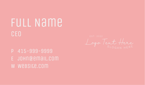 Pink Feminine Script Wordmark Business Card Design Image Preview
