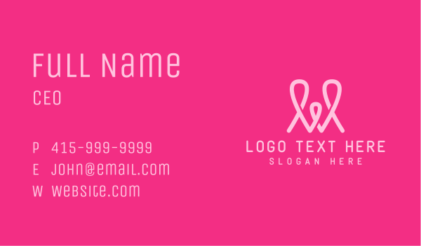 Pink Loop Letter W Business Card Design Image Preview