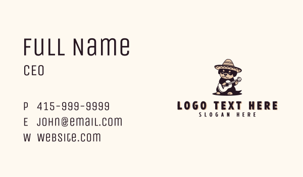 Mexican Guitar Dog Business Card Design Image Preview