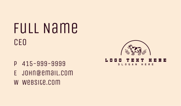 Cow Dairy Livestock Business Card Design Image Preview