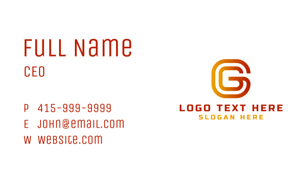 Startup Company Letter G Business Card Design