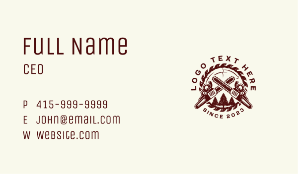 Chainsaw  Logging Forestry Business Card Design Image Preview