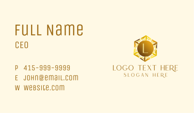 Leaf Hexagon Wreath Business Card Image Preview