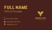 Gold Luxury Letter V Business Card Image Preview
