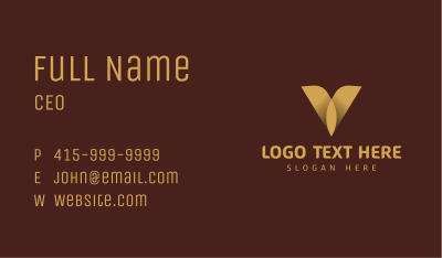 Gold Luxury Letter V Business Card Image Preview