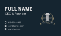 Greek Pillar Column Wreath Business Card Design