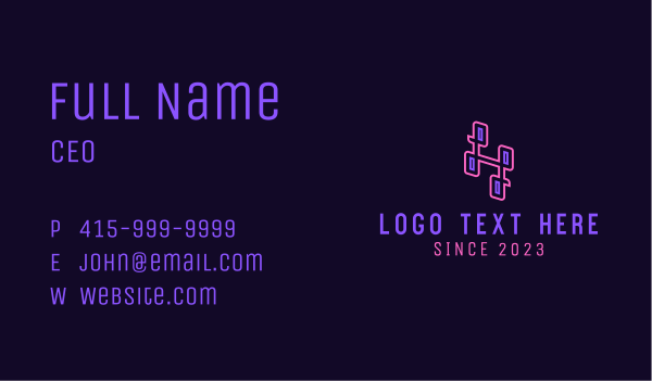 Neon Retro Letter H Business Card Design Image Preview