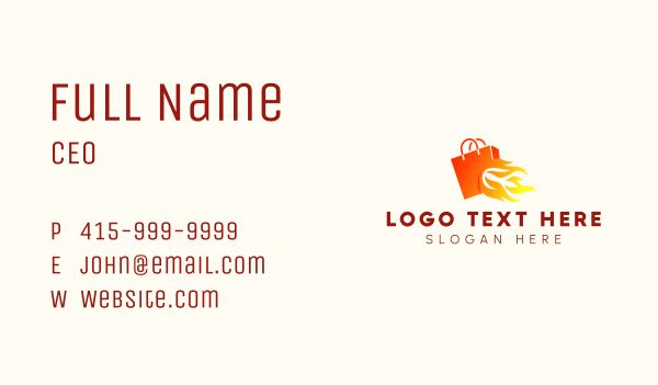 Fire Shopping Bag Business Card Design Image Preview