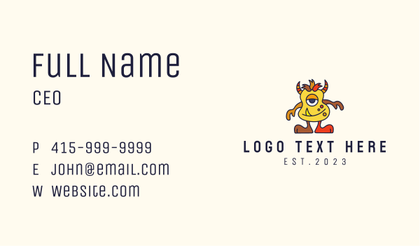 Horned Monster Mascot Business Card Design Image Preview