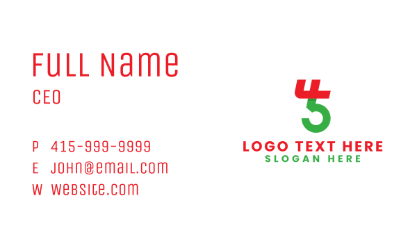 Number 45 Monogram Business Card Design Image Preview