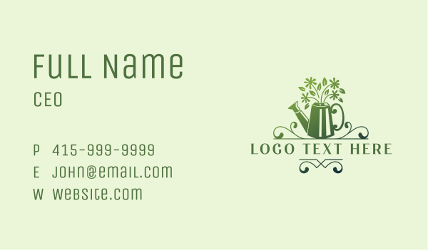 Gardener Watering Can Business Card Design Image Preview