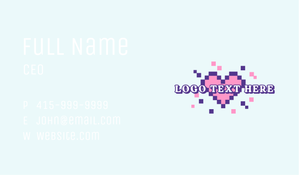 Pixel Heart Gaming Business Card Design Image Preview