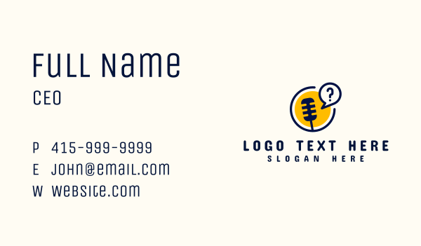 Mic Podcast Question Business Card Design Image Preview