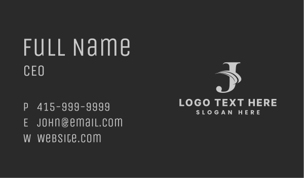 Classic Swoosh Letter J Business Card Design Image Preview