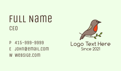 Perched Sparrow Bird Business Card Image Preview