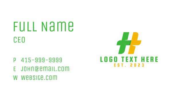 Green Yellow H Business Card Design Image Preview