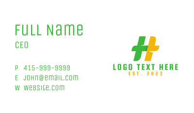 Green Yellow H Business Card Image Preview