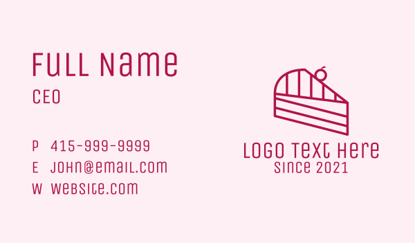 Pink Cake Slice  Business Card Design Image Preview