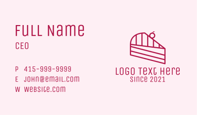 Pink Cake Slice  Business Card Image Preview