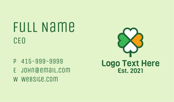 Lucky Irish Clover  Business Card Design Image Preview
