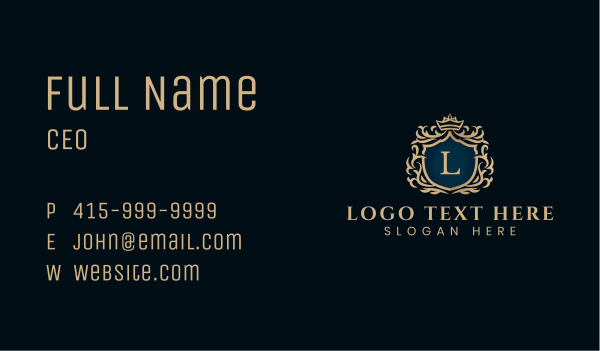 Luxurious Crown Shield Business Card Design Image Preview