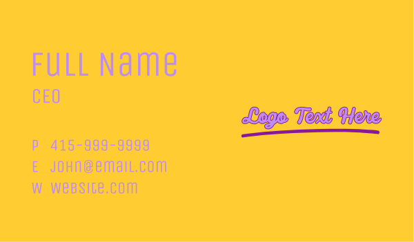 Quirky Bubbly Wordmark Business Card Design Image Preview