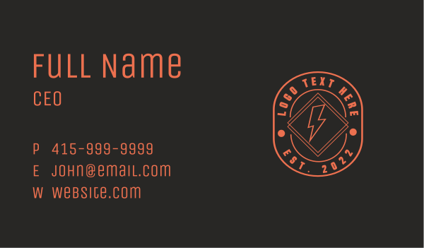 Electric Bolt Power Business Card Design Image Preview