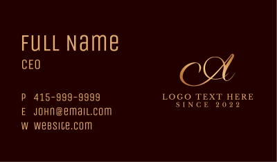 Fashion Couture Letter A Business Card
