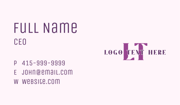 Purple Fashion Letter Business Card Design Image Preview