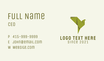 Green Bird Origami  Business Card Image Preview