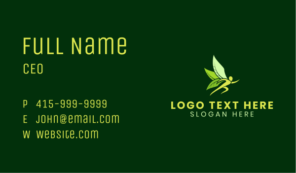 Wellness Leaf Wing Business Card Design Image Preview
