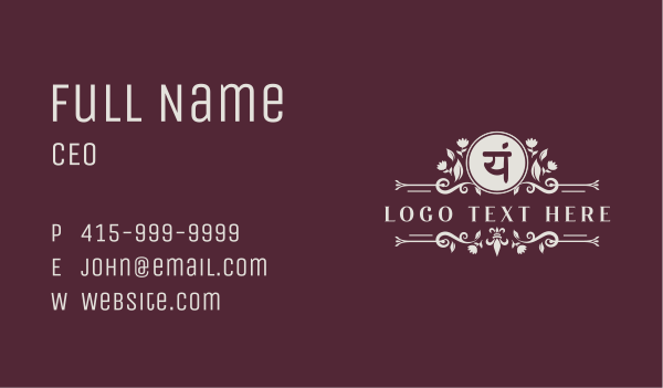 Floral Yoga Symbol Business Card Design Image Preview