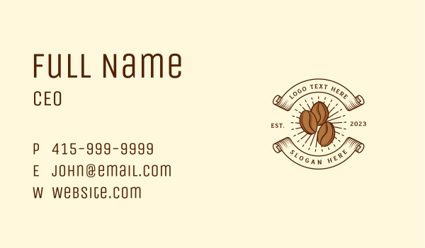 Coffee Bean Cafe Business Card Design Image Preview