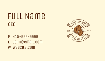 Coffee Bean Cafe Business Card Image Preview