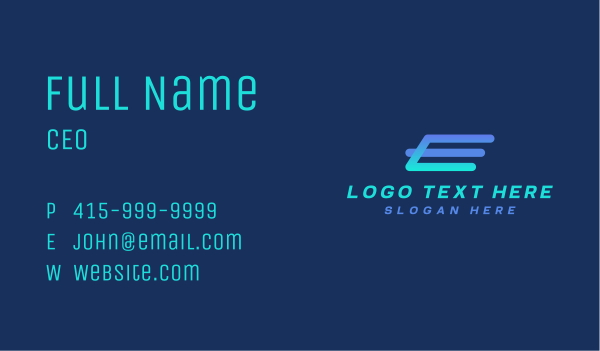 Fast Logistics Letter E  Business Card Design Image Preview