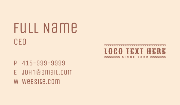 Western Cowboy Rope Business Card Design Image Preview