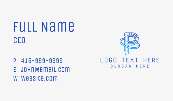 Gradient Tech Orbit Letter P Business Card Design Image Preview