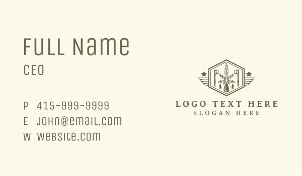 Hipster Weed Leaf Extract Business Card Design Image Preview