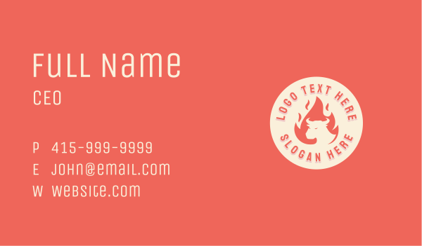 Flaming Bull BBQ Business Card Design Image Preview