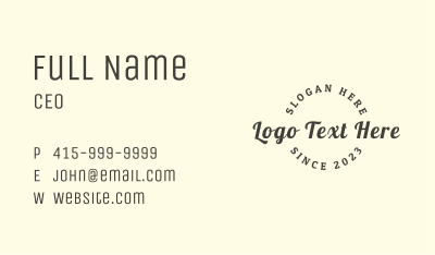Round Business Wordmark Business Card Image Preview