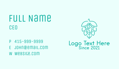 Green Outline Hop  Business Card Image Preview