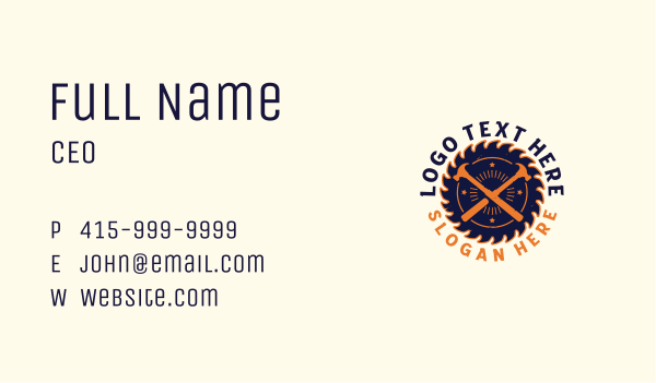 Industrial Saw Hammer Business Card Design Image Preview