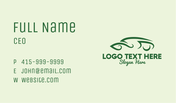 Fancy Eco Car Business Card Design Image Preview