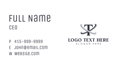 Simple Corporate Swoosh Letter T Business Card Image Preview