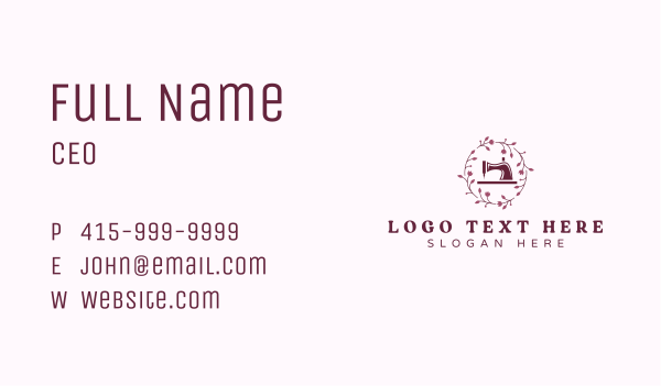 Floral Sewing Machine Embroidery  Business Card Design Image Preview