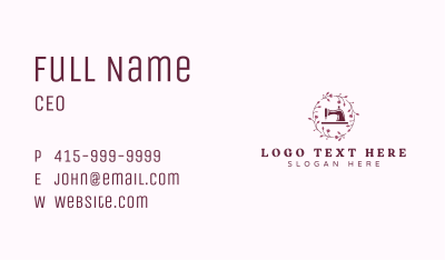 Floral Sewing Machine Embroidery  Business Card Image Preview