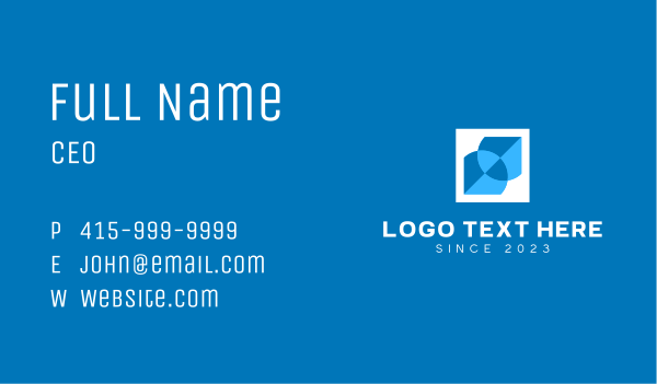 Blue Intersecting Geometric Shape Business Card Design Image Preview