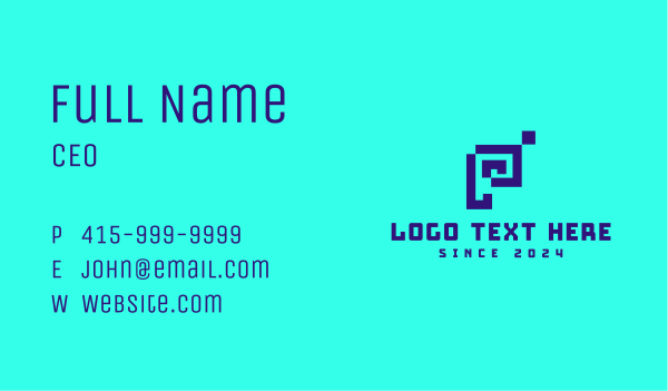 Blue Pixel Letter P Business Card Design Image Preview